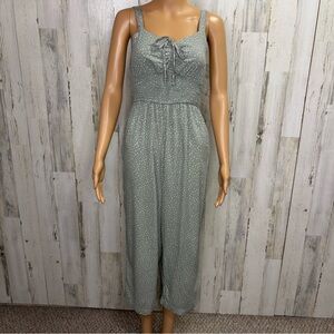 Jessica Simpson Light Green Polka Dot Smocked Jumpsuit